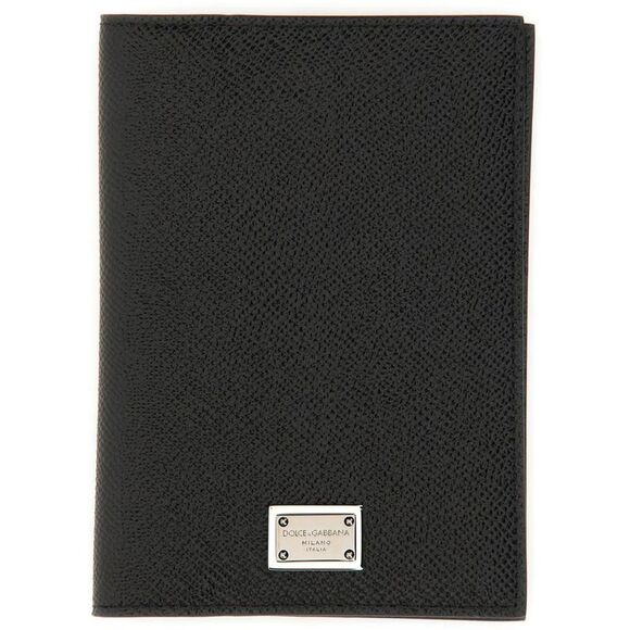 DOLCE & GABBANA Grained Leather Document Holder with Logo Plaque Men BLACK Bags